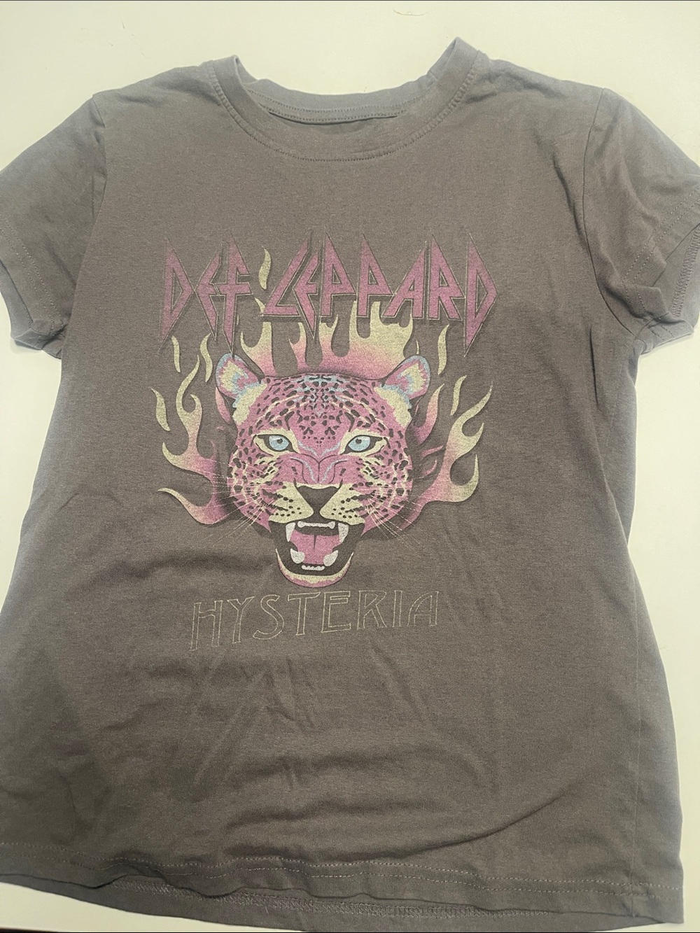 Hysteria Graphic Tee - Kids Grey Pink Leopard